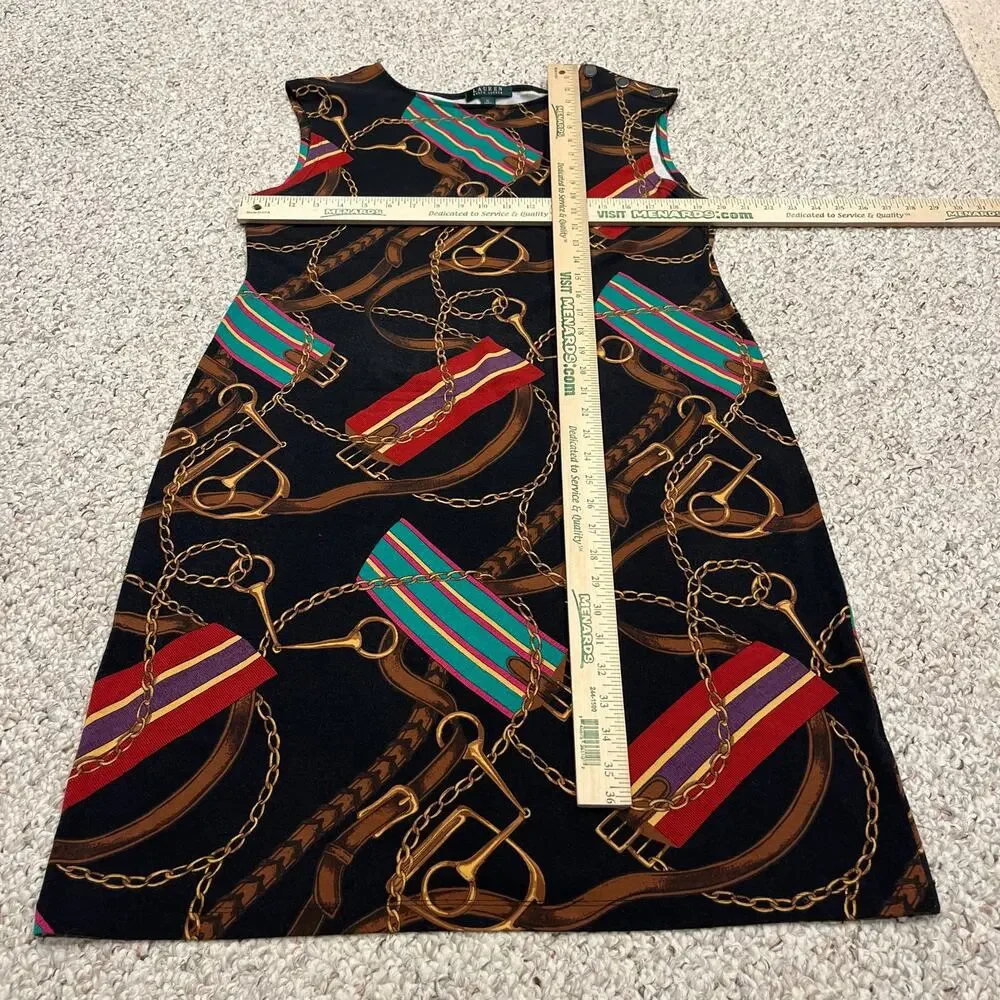 Lauren Ralph Lauren Equestrian Chain Print Sleeveless Dress Sz XL Preppy Classic - Picture 4 of 7